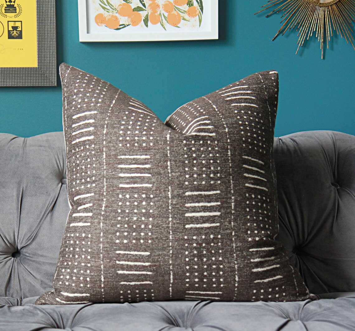 Brown Grey Boho pillow cover BROWN with Grey undertones Etsy