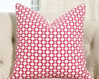 Betwixt Magenta Pillow Cover - Dark Pink and Off White Pillow Cover - Designer Pillow - Pink Throw Pillow - Toss Pillow Cover - Schumacher