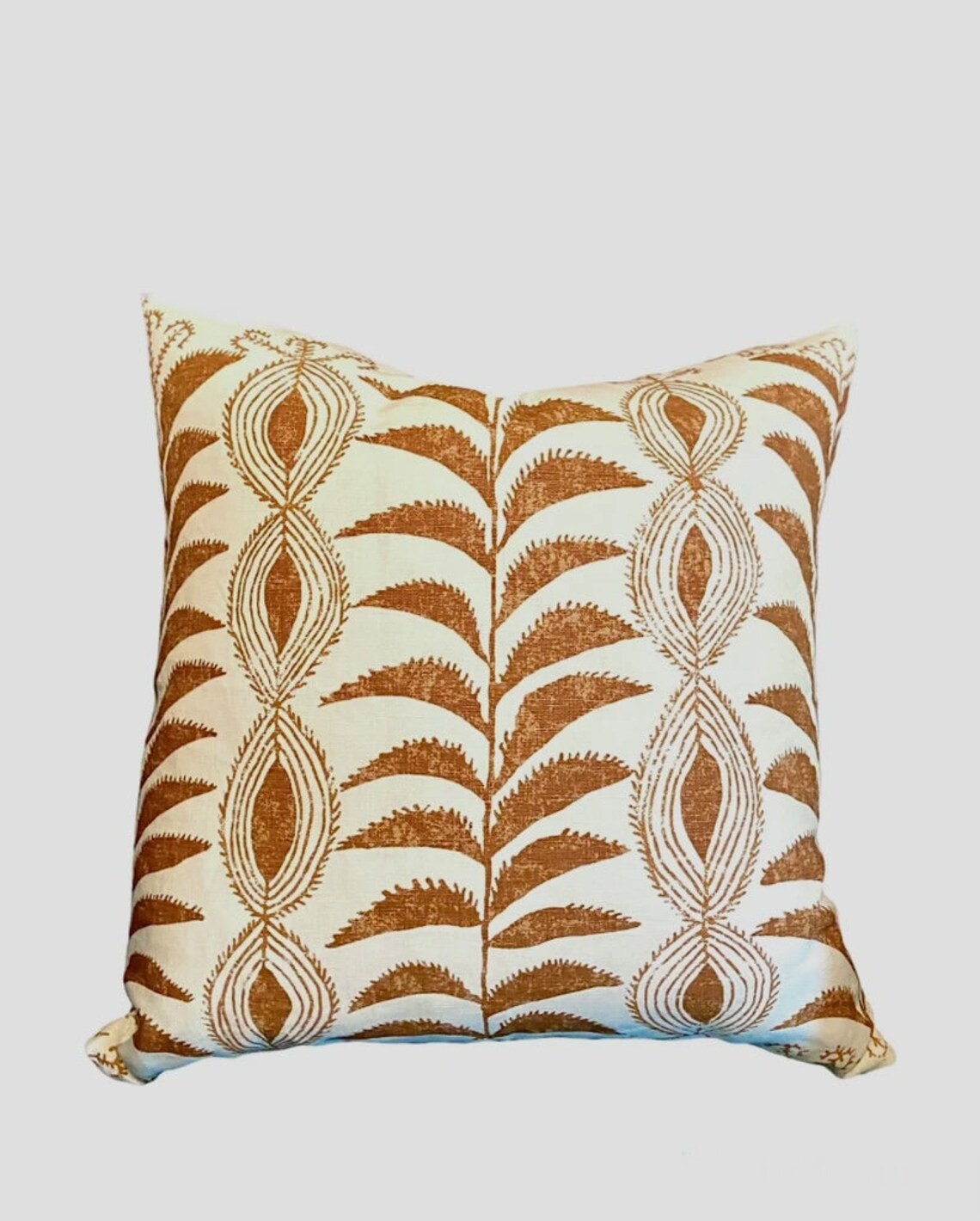 Zanzibar Tobacco Penny Morrison Pillow Cover Ivory and Rust Etsy