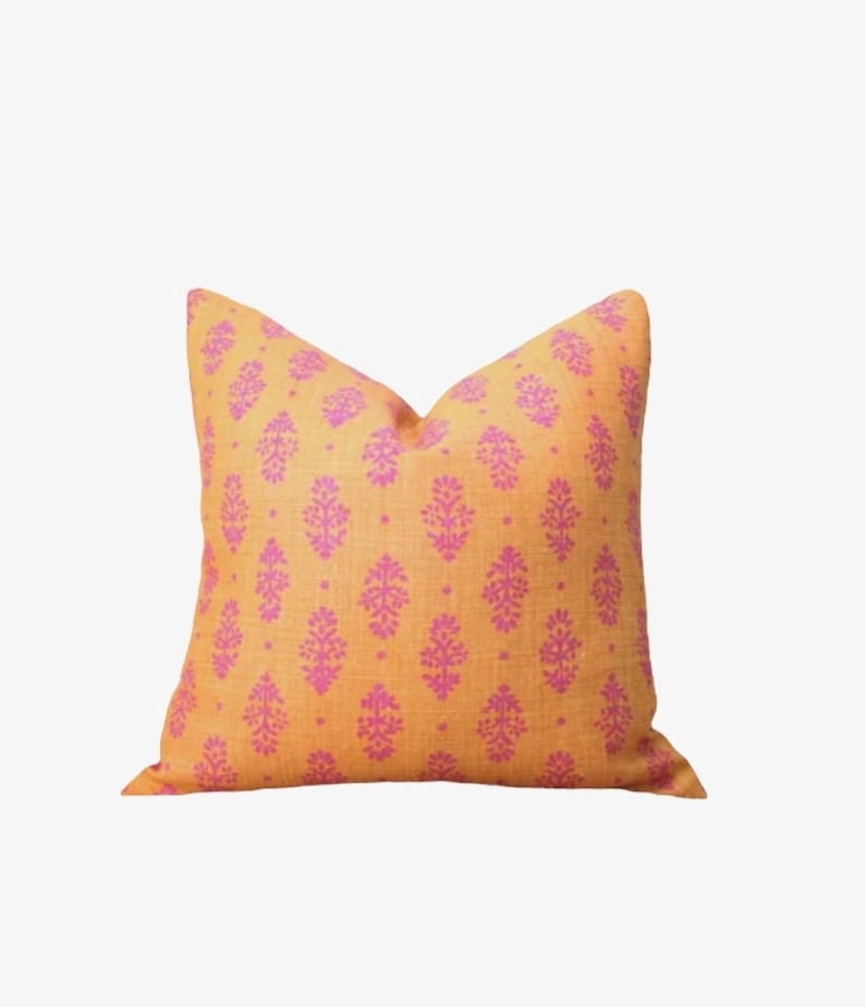 Lisa Fine Rajkot Saffron/magenta Pillow Cover Bright Orange Etsy