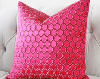 16 x 16 -Pink Pillow Cover - Raspberry Pink Geometric Pillow - Fuchsia Pillow - High End Pillow Cover - Throw Pillow