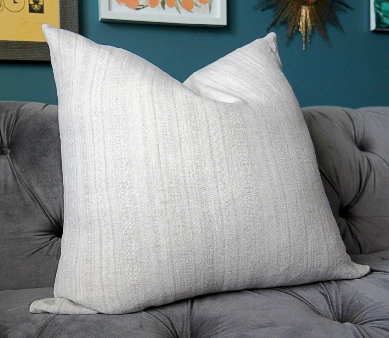 Light Gray Hmong Pillow Cover Ash Grey Alpaca Lumbar Pillow | Mt. Washington