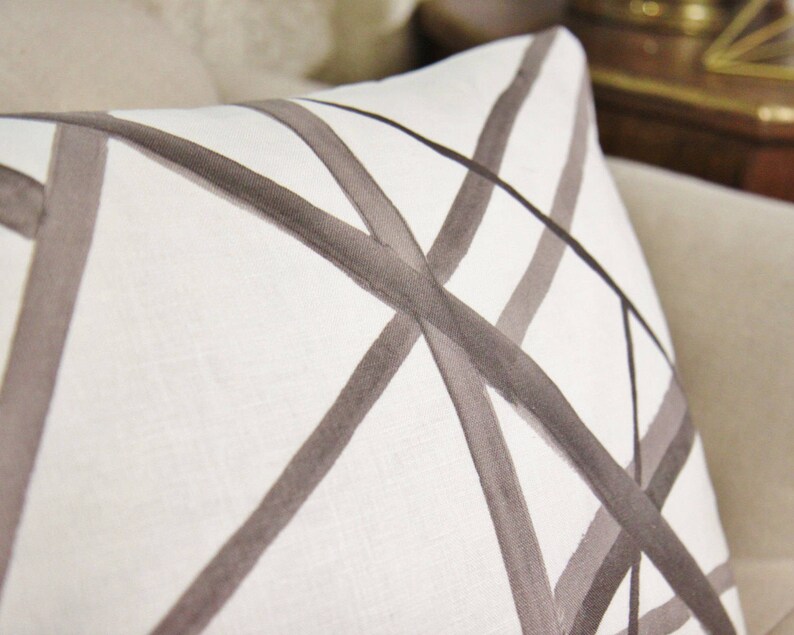 Taupe Ivory Neutral Kelly Wearstler Channels Pillow Cover Geometric Brown /& Off White Pillow Cover