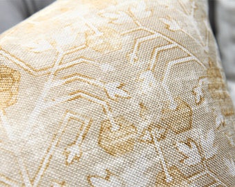 Aurum - Vintage Gold Pillow Cover - Geometric Throw - Modern Faded Gold Bohemian Pillow Cover