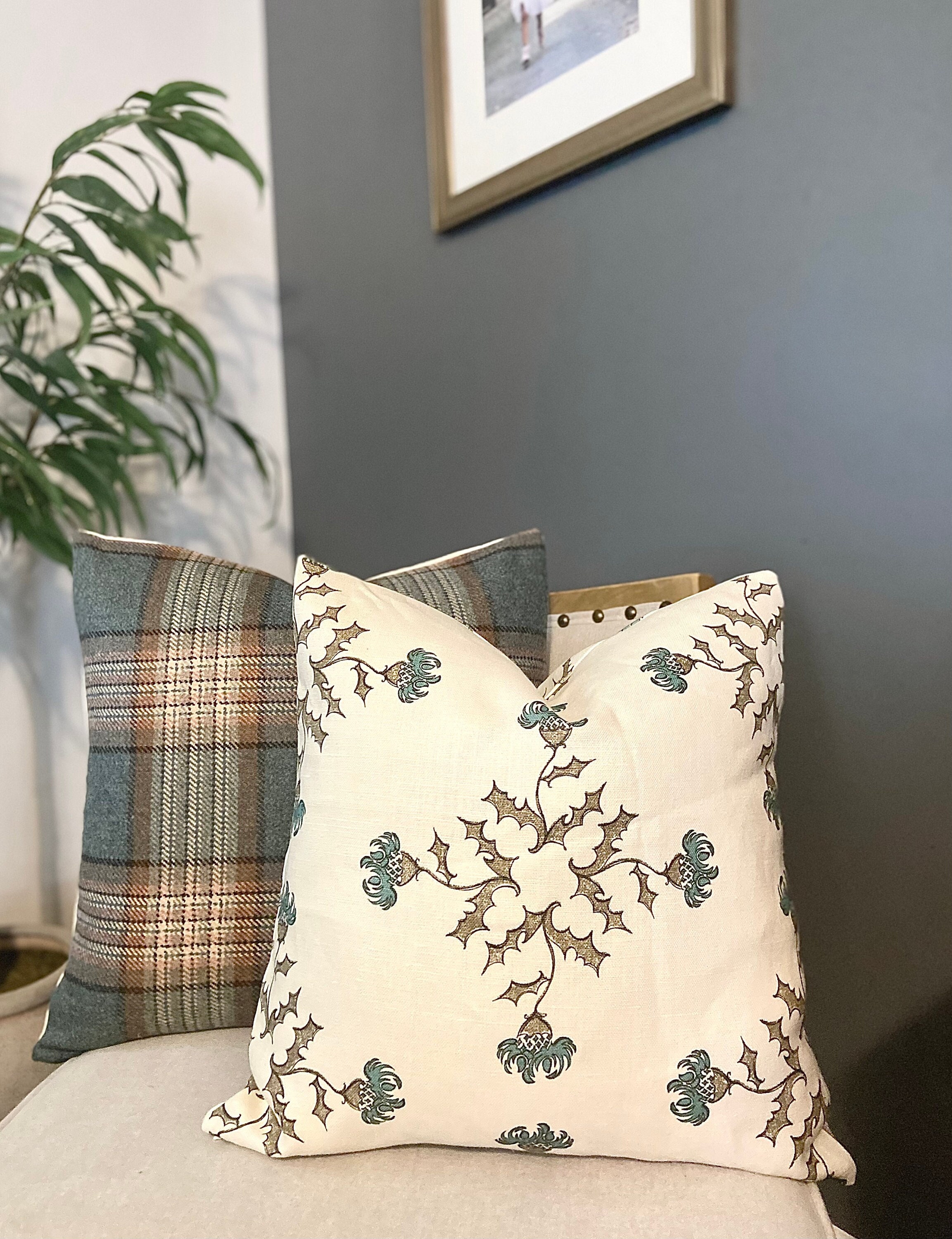 Heather Chadduck Thistleton Pillow Cover in Mineral Muted Blue and Brown Pillow Cover Etsy Ireland