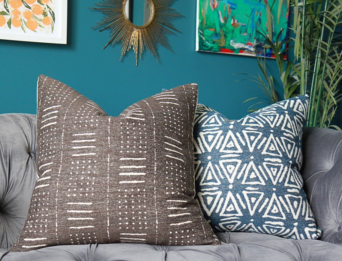 Brown Grey Boho pillow cover BROWN with Grey undertones Etsy