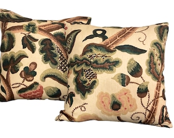 Carolina Irving Textiles, Delos in brown stripe floral motif pillow cover