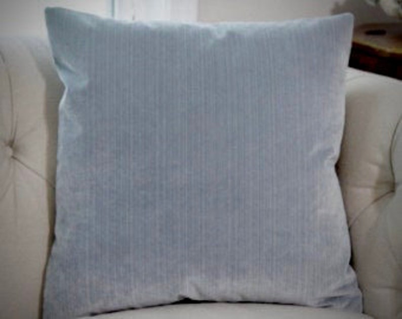 Light Blue Pillow Silver Blue Striped Velvet Pillow Cover Etsy