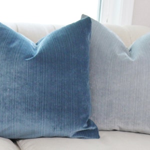 Navy Blue Pillow Midnight Blue Striped Velvet Pillow Cover Throw Pillow Blue Velvet Pillow Decorative Pillow Cover Motif Pillows image 2