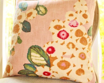 SALE  Decorative Floral Pink Pillow MOTIF PILLOWS - Floral Pink Fuchsia Ivory Teal Orange Pillow Cover -  Blush Pink Pillow-  Pillow Cover