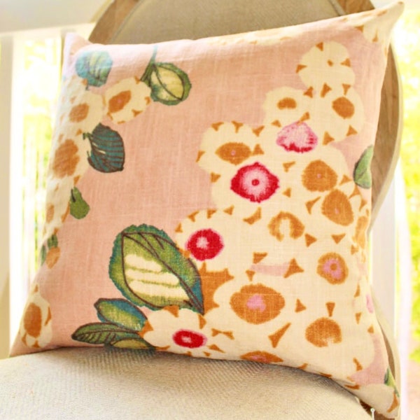 SALE  Decorative Floral Pink Pillow MOTIF PILLOWS - Floral Pink Fuchsia Ivory Teal Orange Pillow Cover -  Blush Pink Pillow-  Pillow Cover