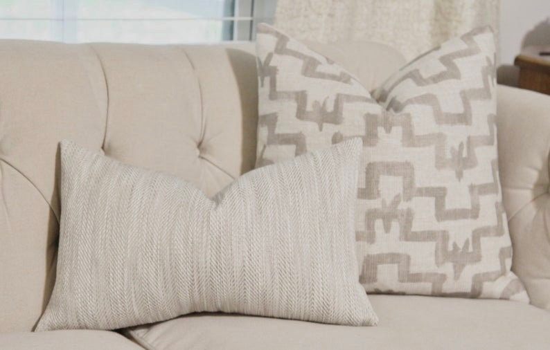 Nadu Designer Linen Pillow Gray Geometric Throw Pillow Etsy