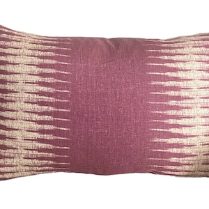 Peter Dunham Pillow Cover - Ikat in Pasha - Wide Striped Geometr Linen Purple Pillow Cover