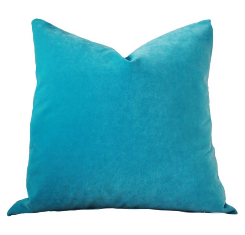 Turquoise Pillow Turquoise Velvet Pillow Cover Solid Etsy