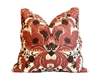 Britain pillow cover, Sophie - Strawberry Crown - Tawny Red - Mutka Silk Pillow Cover , Red Brown Soane Designer Pillow Cover