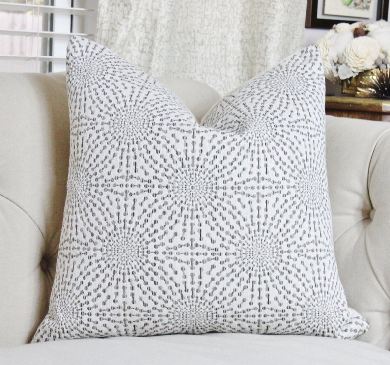 Gray Pillow Off White and Grey Pillow Cover Starburst Etsy