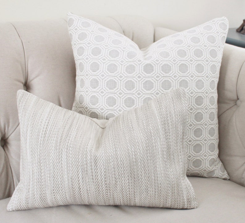 Modern Home Decor Neutral Pillow Cover Gray Beige Herringbone Pillow Scalamandre Geometric Greige Pillow Neutral Stone