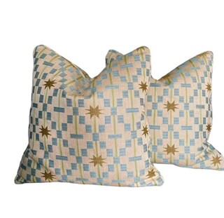 ABAKUHAUS Set 4 Federe Cuscino 45x45 Cm – Fantasia Alien Shores – Stampa Digitale Fronte/Retro – Microfibra – Verde Giada E Blu Scuro