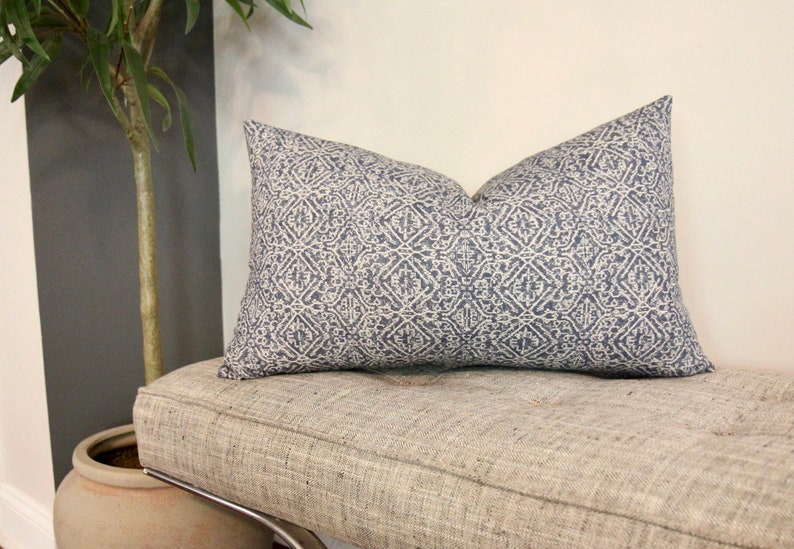 Dark Blue Kravet Pillow Cover Restoration Hardware Indigo Etsy