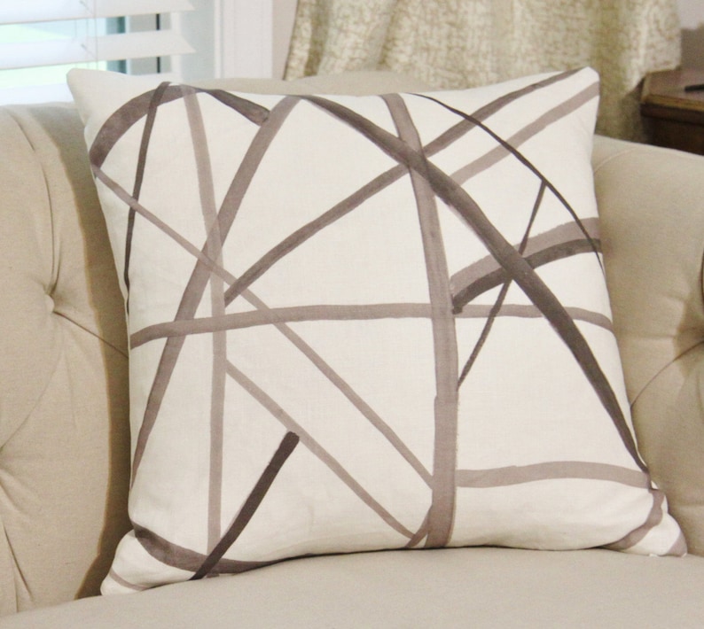 Kelly Wearstler Channels Pillow Cover Taupe Ivory Brown Image 0