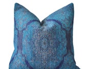 Ready to Ship - 24" Single Sided - Bohemian Pillow Cover - Dark Turquoise - Persian Medallion - Teal Blue Moroccan