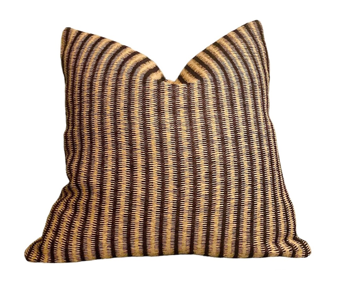 Black and Tan Woven Pillow Cover Bohemian Woven Embroidered Tan Pillow