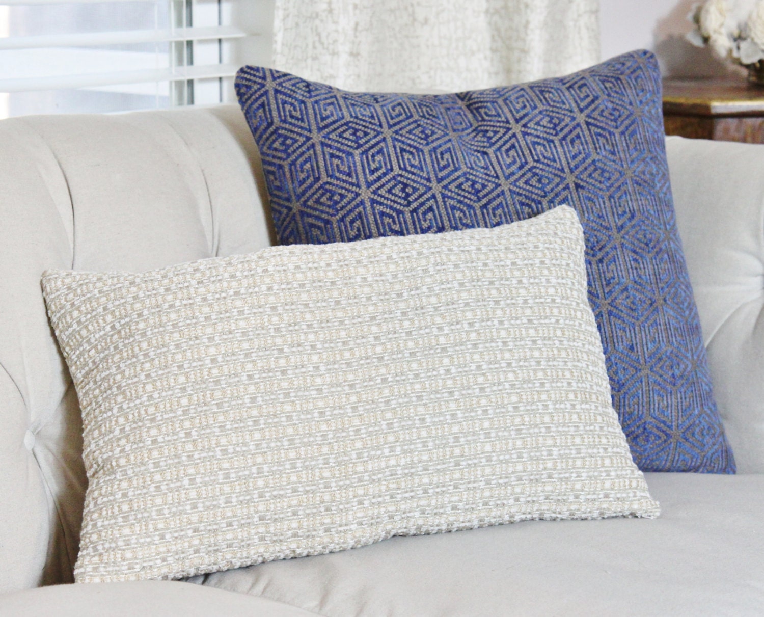 Sale Neutral Pillow Cover creme Gray Ivory Woven Chenille Etsy