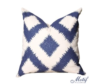 Sale Schumacher Puka Diamond Pillow Cover - Mary McDonald - Motif Pillow - Blue Cover - Navy Blue Pillow - Marine Blue