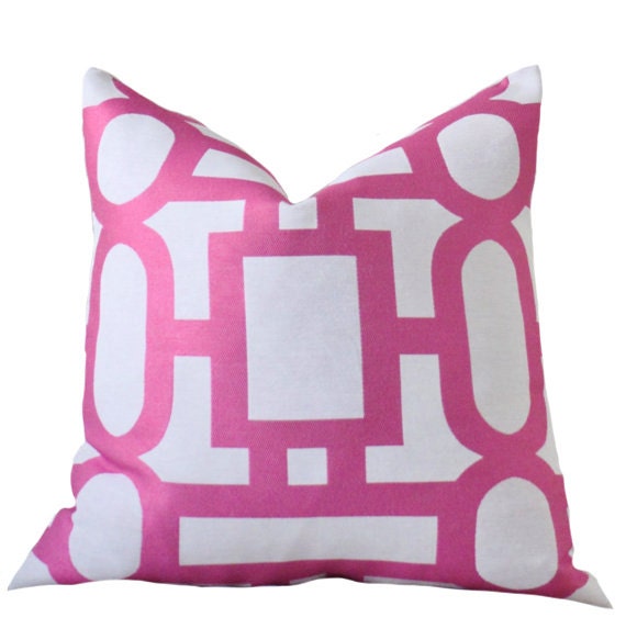 Designer Pink Pillow Cover Fuchsia White Geometric Geometric Etsy