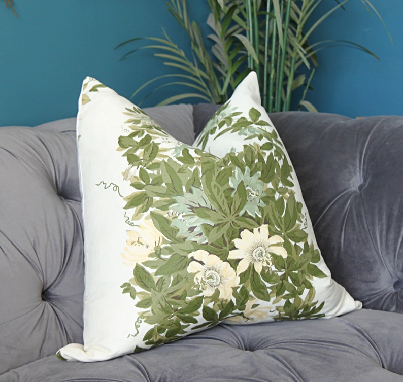 Michael S Smith MALMAISON FONTAINE Pillow Cover Botanical greenery with flowers pillow cover image 1