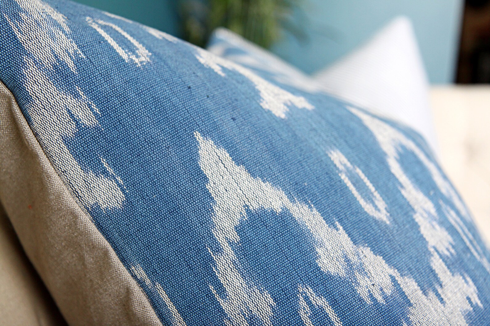 Blue Grey Ikat Pillow Cover Kufri Life High End Pillow Etsy