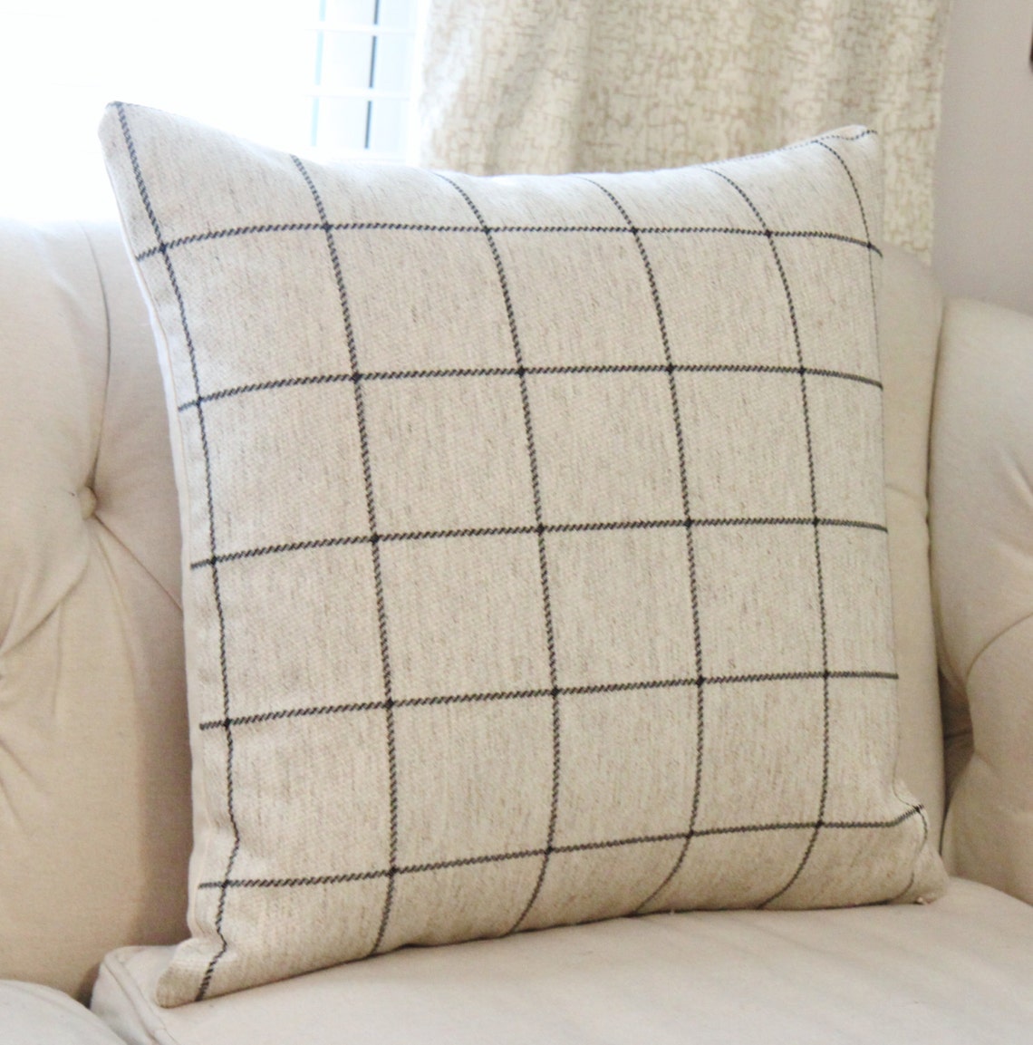 Check Pillow Cover Black Gray & Ivory Plaid Pillow Cover Etsy