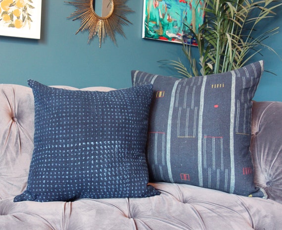 African Indigo Blue Pillow Cover Alpaca Lumbar Pillow | Mt. Washington