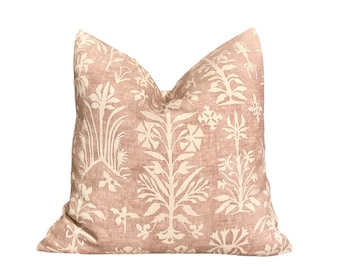 Lewis and Wood, Papyrus in Rosewater, Pink pillow cover