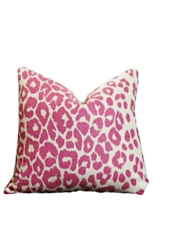Schumacher Iconic Leopard in Fuchsia Designer Pillow Cover Pink