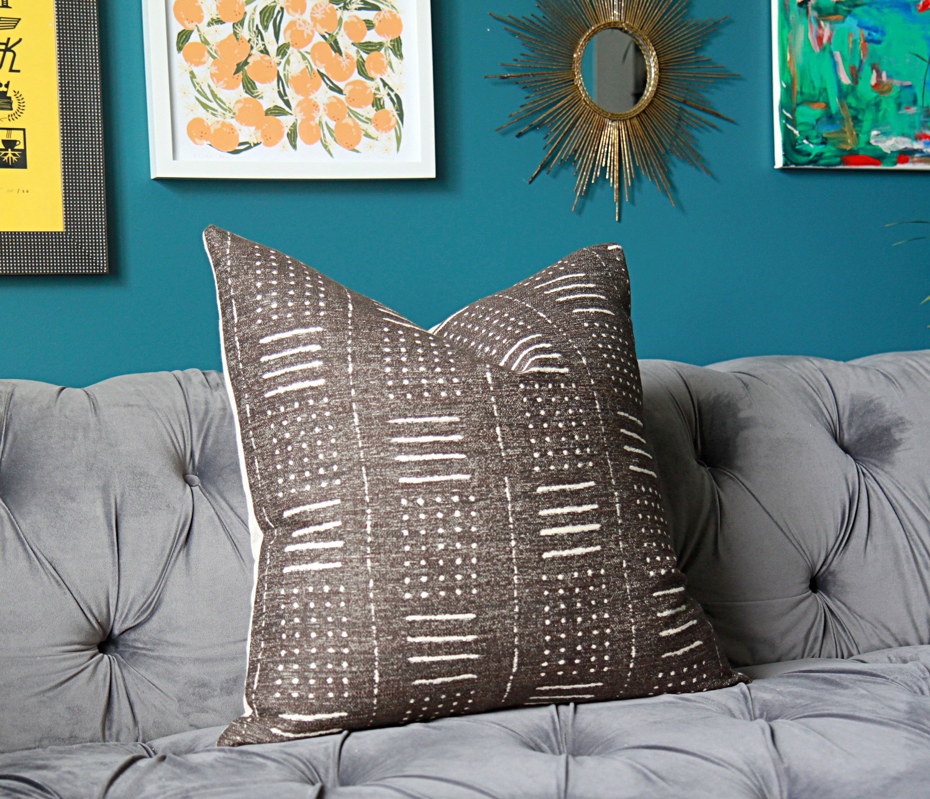 Brown Grey Boho pillow cover BROWN with Grey undertones | Etsy