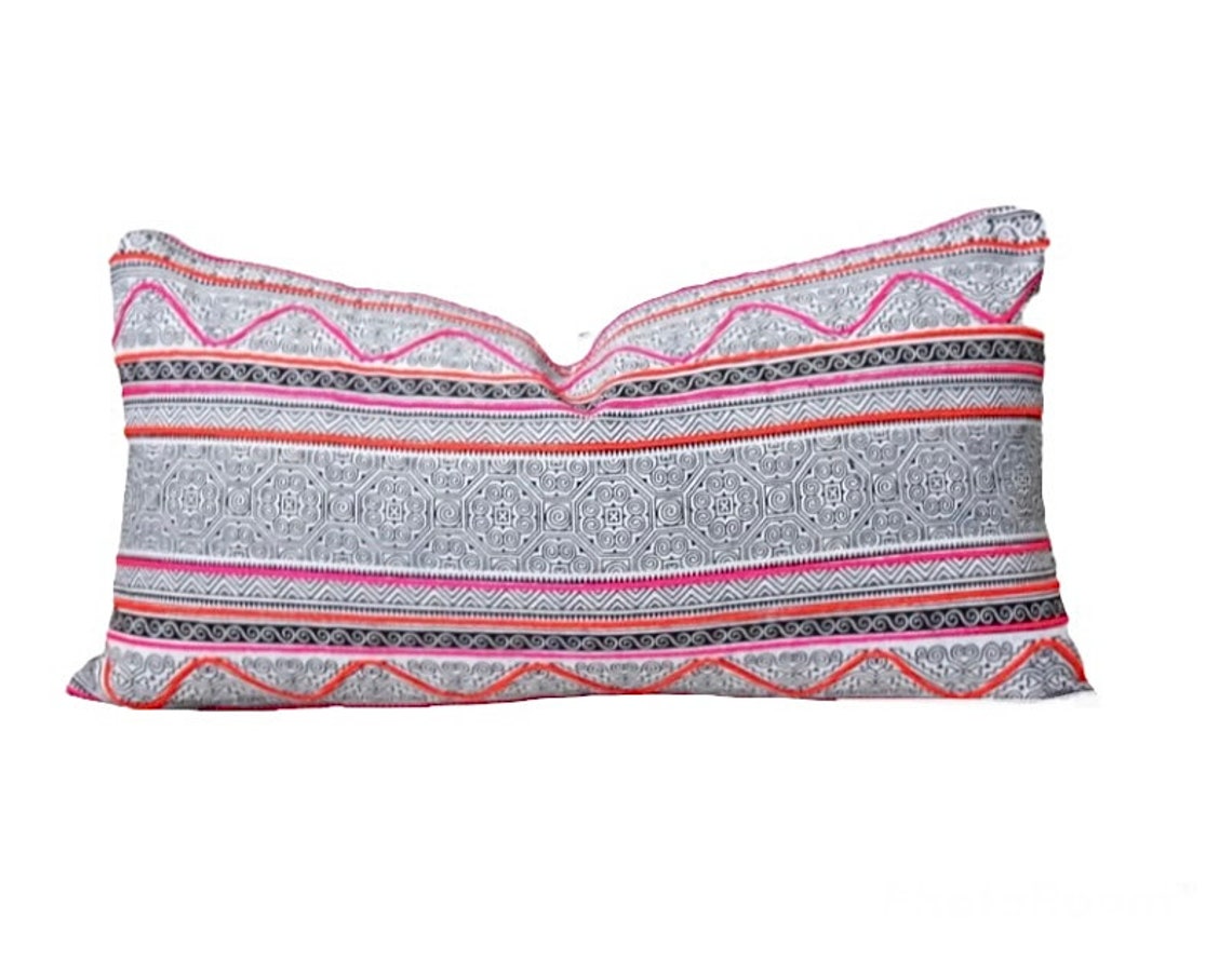 Hmong Pillow Cover Indigo Blue White Boho Pillow Cover Etsy