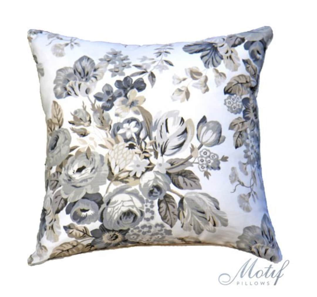 SALE Floral Pillow Cover Black Floral Pillow Grey & Etsy