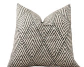 Ready to Ship - 20x20 Black Gray Beige Geometric Pillow Cover - Black Tan Chevron Pillow - Grey Pillow Cover -Throw Pillow