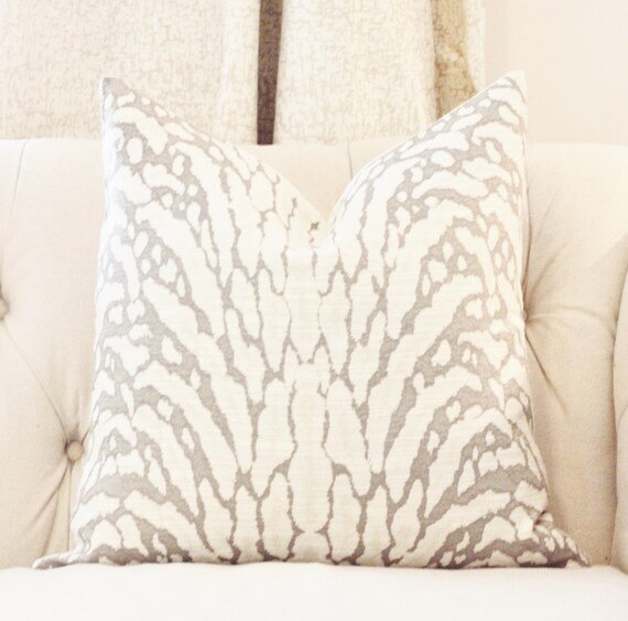 Gray Zebra Pillow Cover Light Gray Animal Print Pillow Cover Beige
