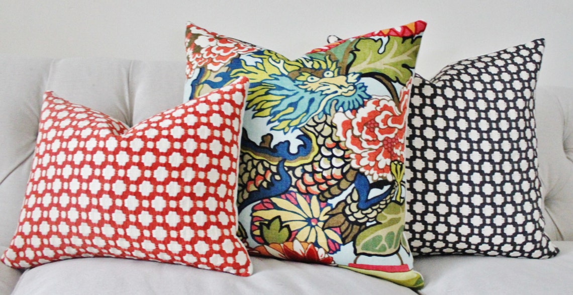 Schumacher Betwixt Spark Pillow Orange Red Designer Pillow Etsy
