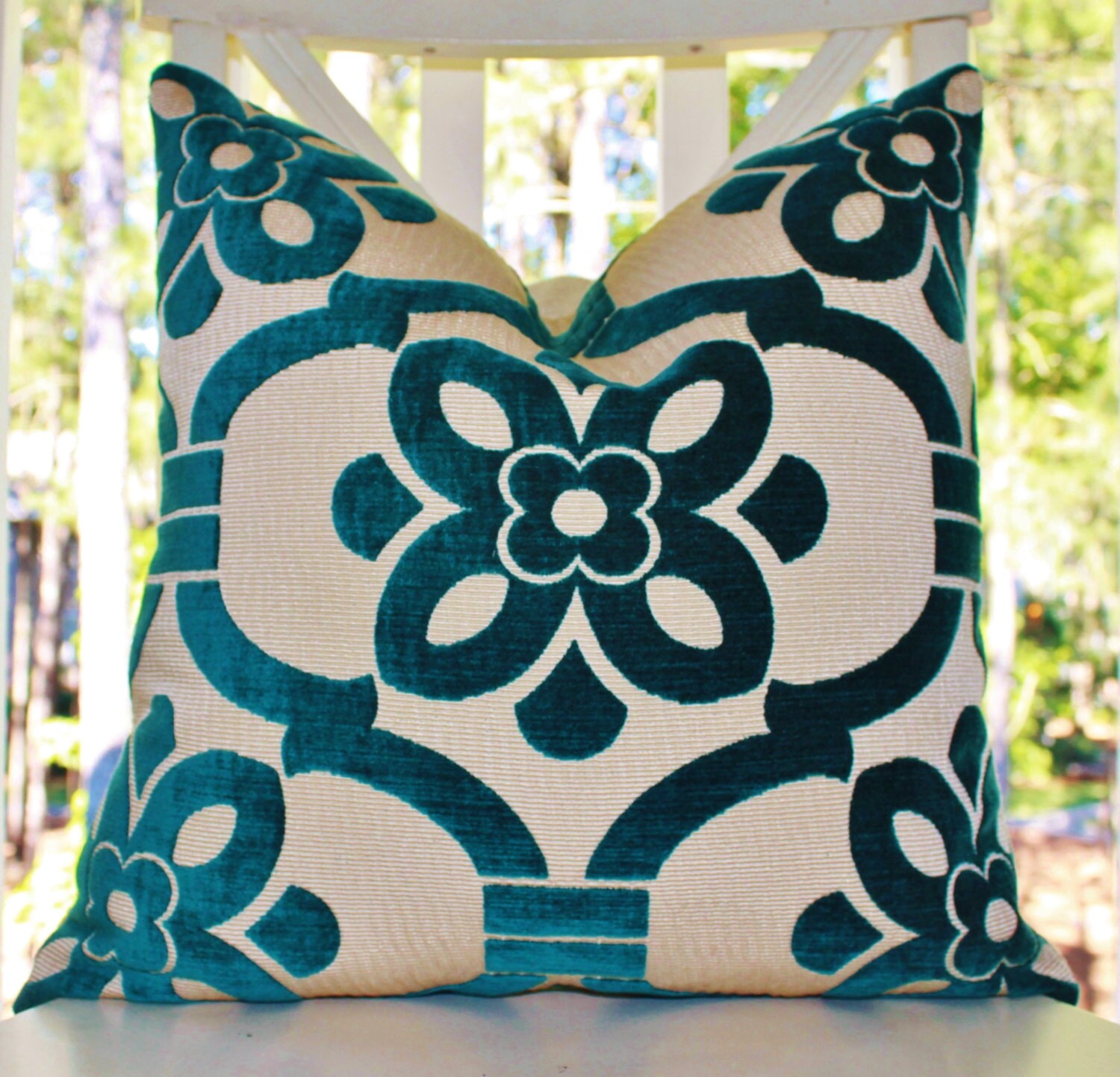 Sale 35 00 Designer Turquoise Geometric Medallion Pillow Cover