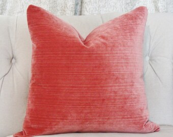 coral accent pillow