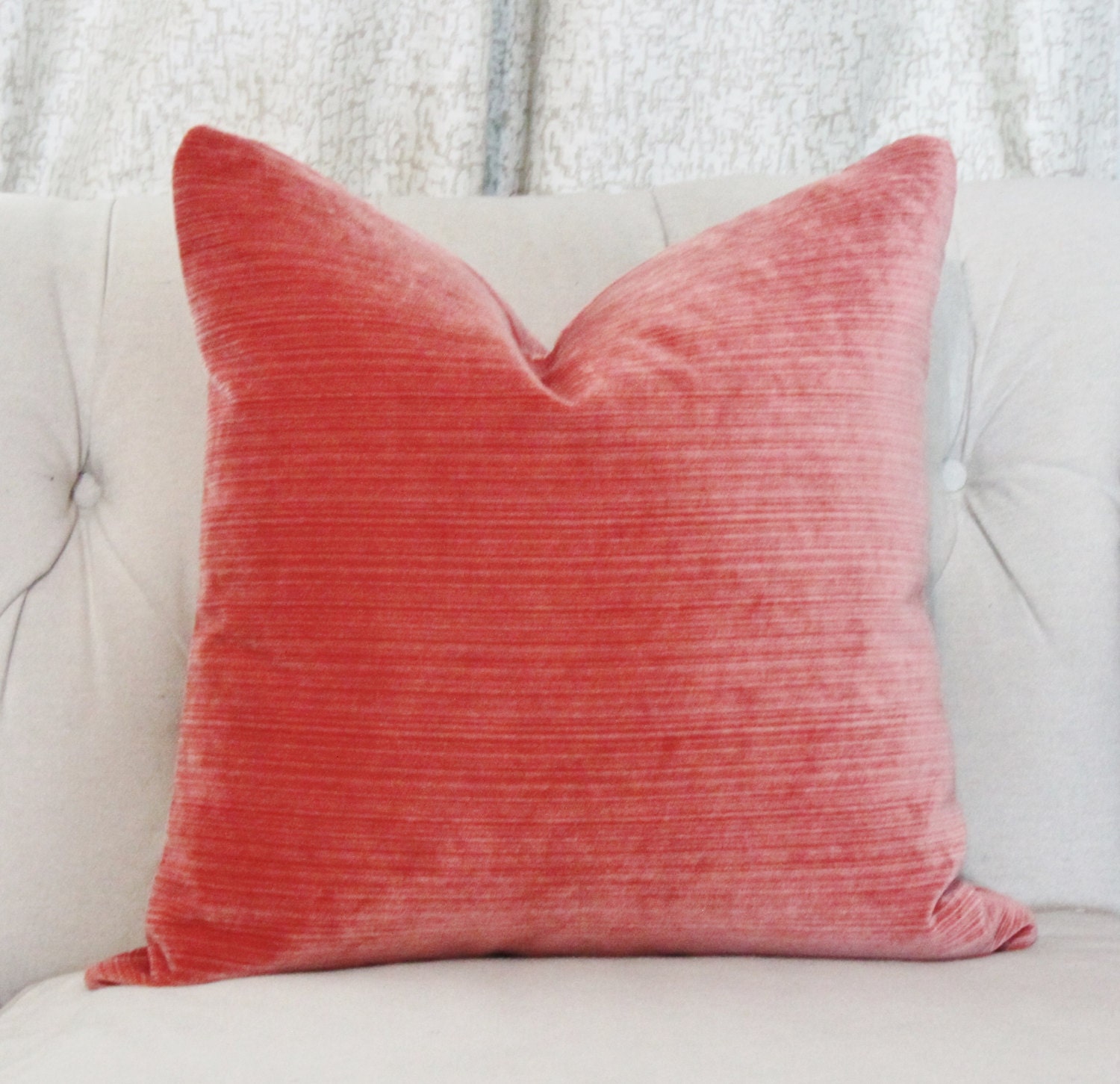 Coral Pillow Cover Velvet Striped Pillow Cover Salmon Etsy