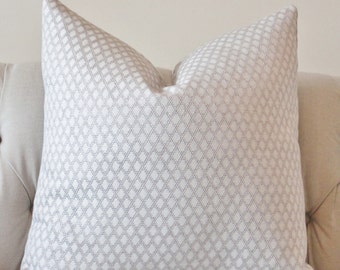 Light Gray and White Pillow -  Silver Grey Woven Geometric Diamond Pillow Cover -  Throw Pillow - Designer Grey Pillow