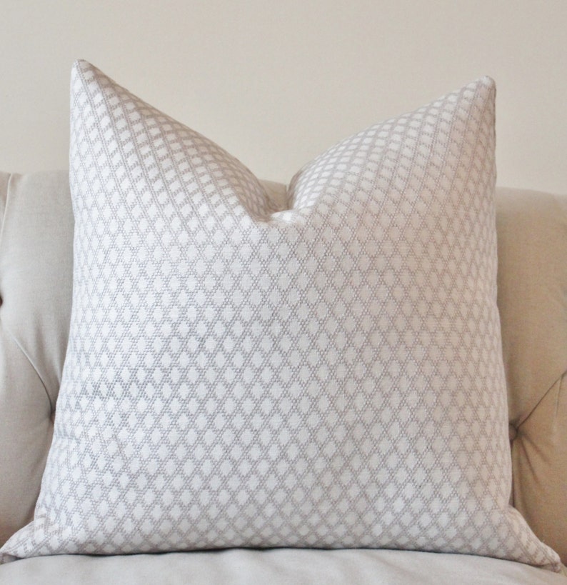 Light Gray and White Pillow Silver Grey Woven Geometric Etsy