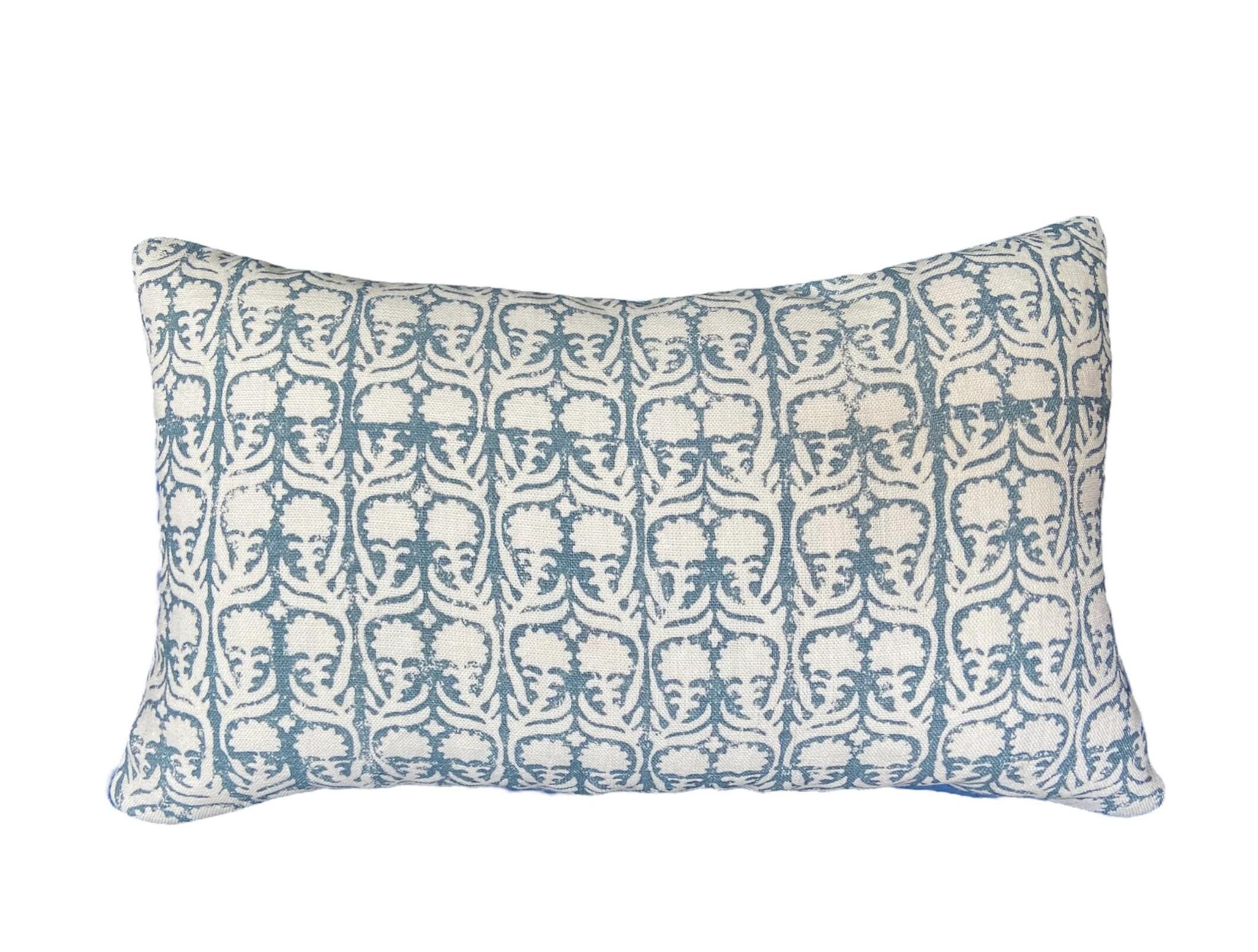 Penny Morrison, Ashok in Petrol /Off White Pillow Cover-High End Designer Decorative Pillow Cover