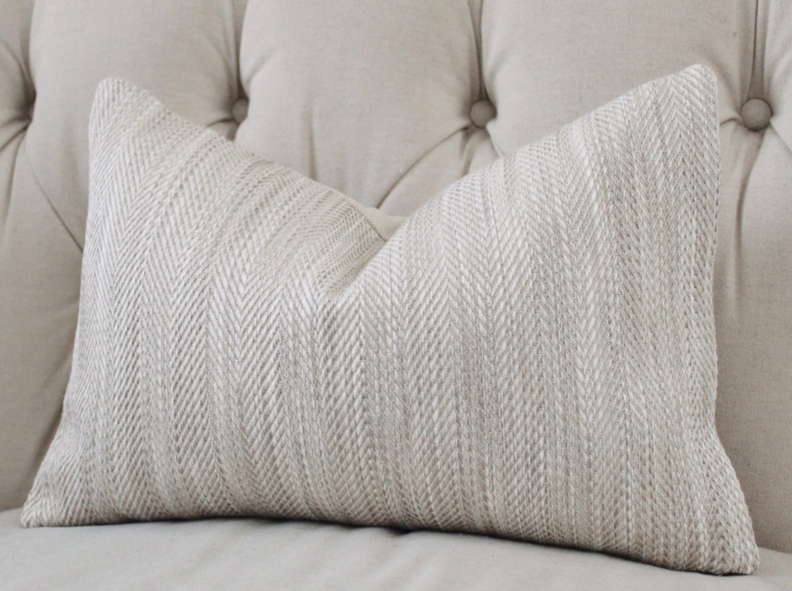 Gray Beige Herringbone Pillow Neutral Pillow Cover Neutral Etsy