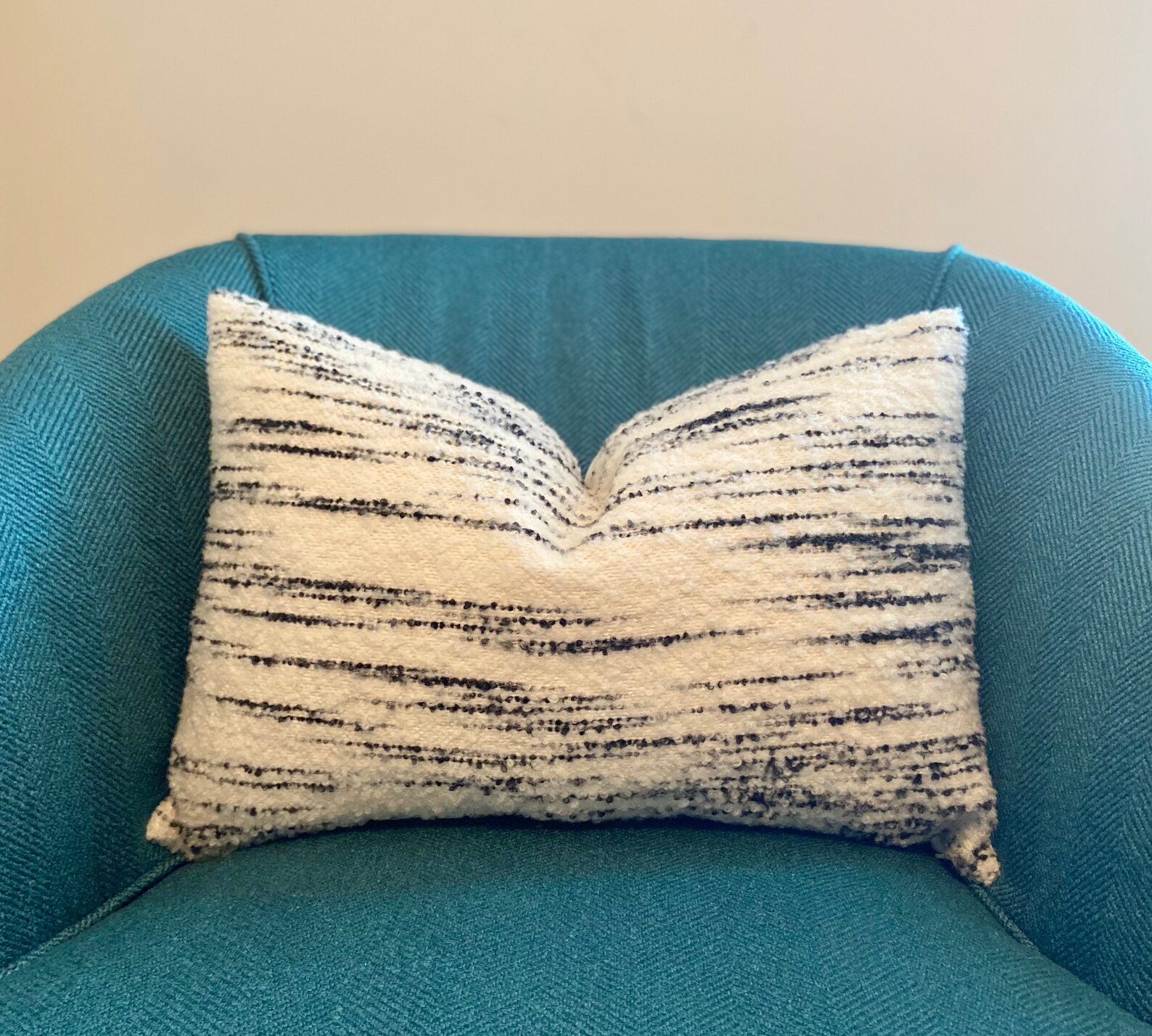 Sherpa Pillow Cover in Ivory and Black Woven Wool Blend Faux Etsy