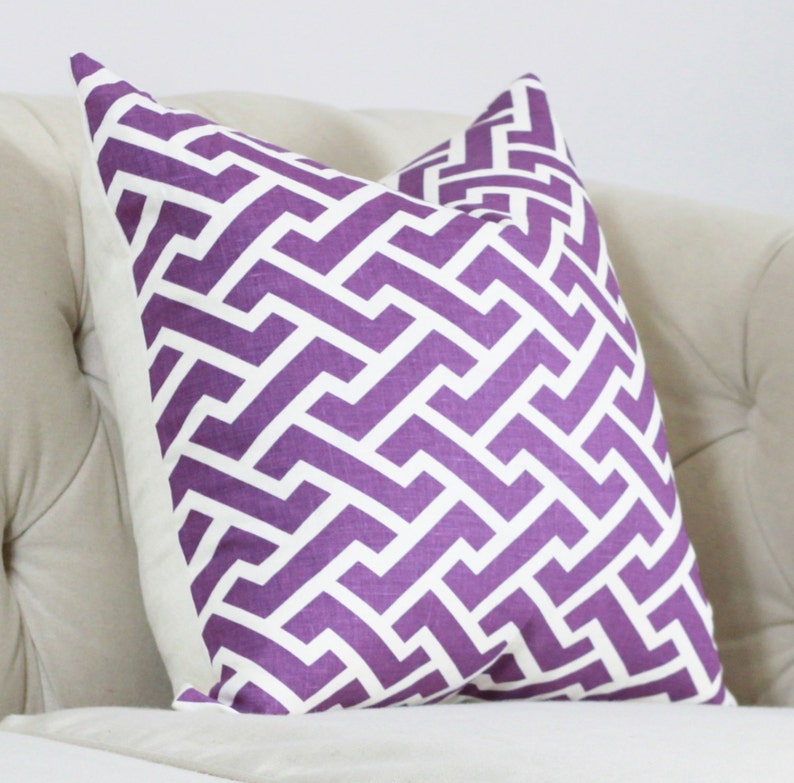 Sale Quadrille Aga Purple Pillow Cover Geometric Pillow Etsy